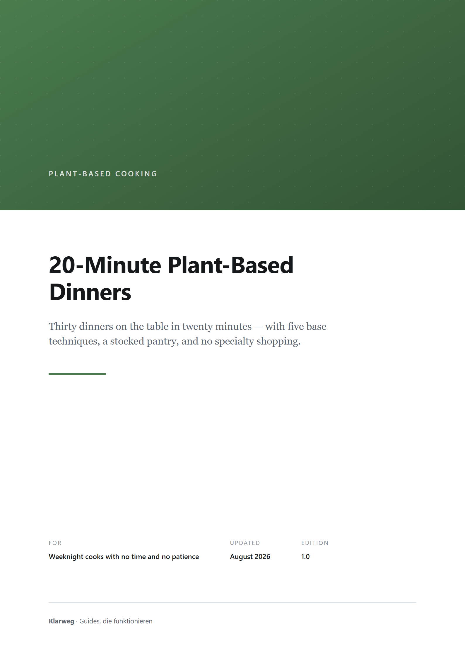 20-Minute Plant-Based Dinners