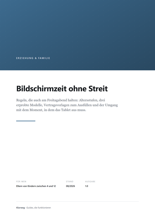 Cover: Bildschirmzeit ohne Streit: Regeln, Vertragsvorlagen und Alternativen für 4 bis 12 Jahre