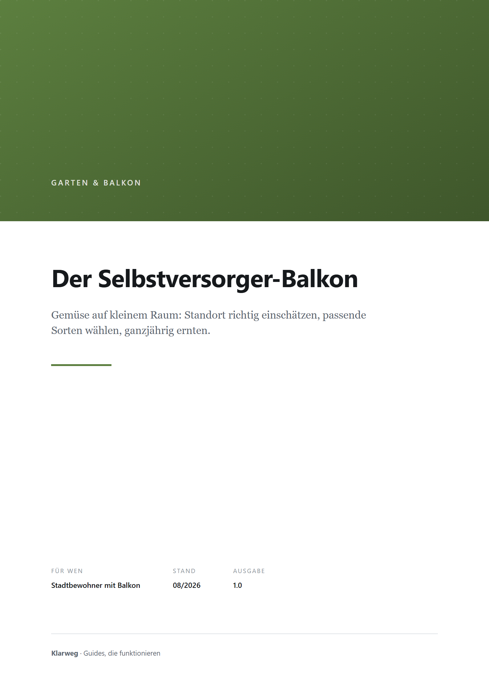 Cover: Der Selbstversorger-Balkon: Dein Guide für Gemüseanbau auf kleinem Raum