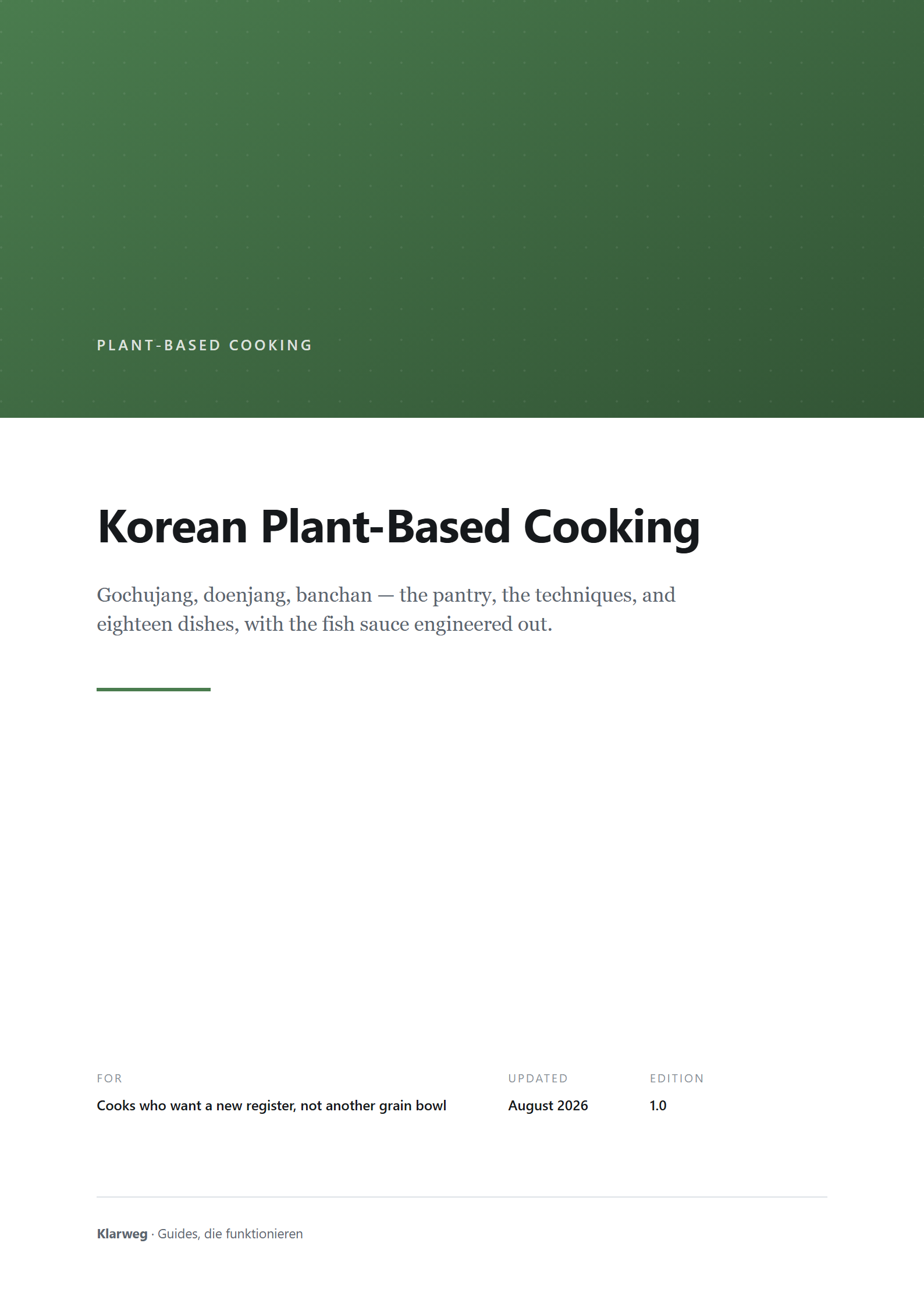 Cover: Korean Plant-Based Cooking