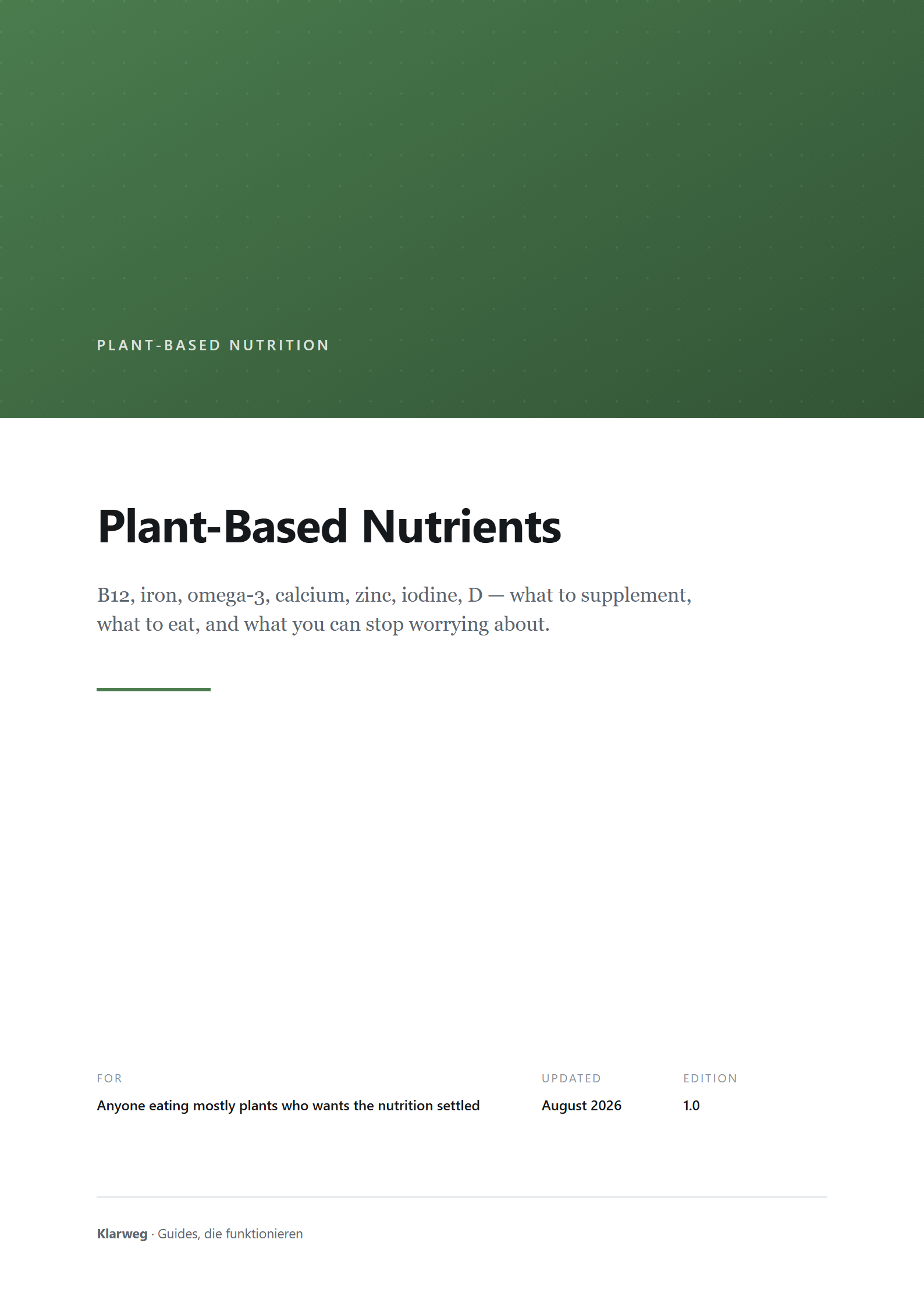 Plant-Based Nutrients