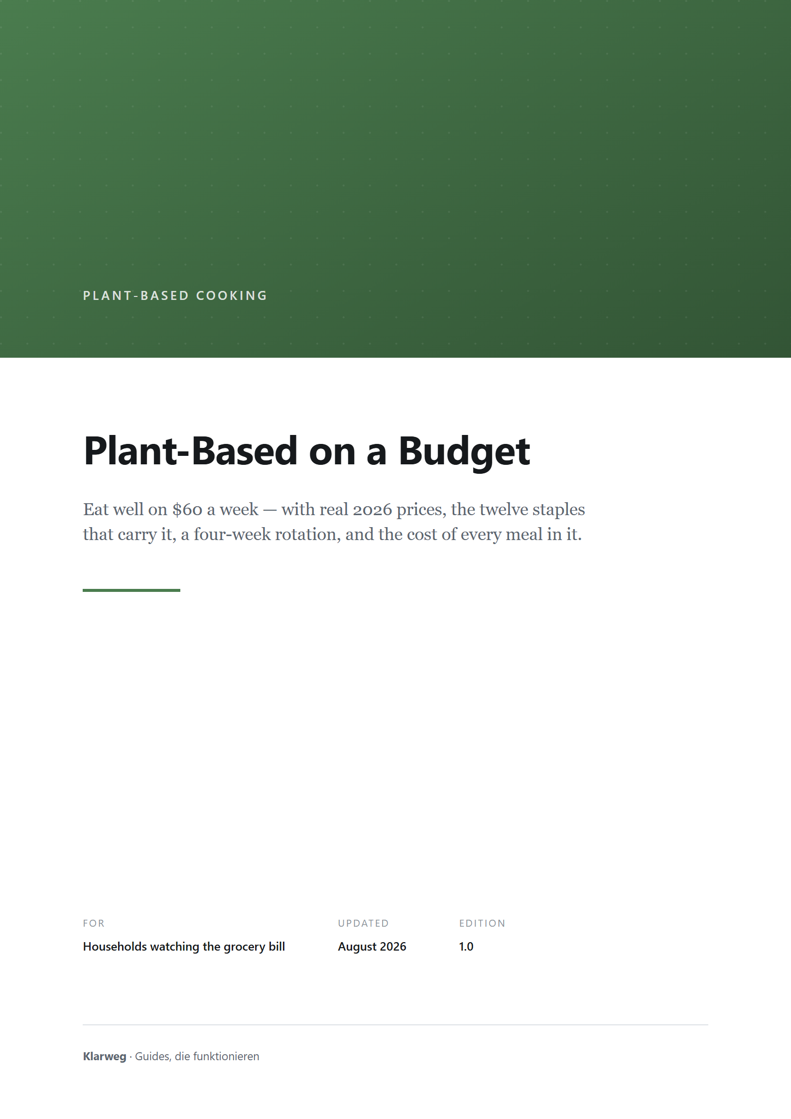 Plant-Based on a Budget