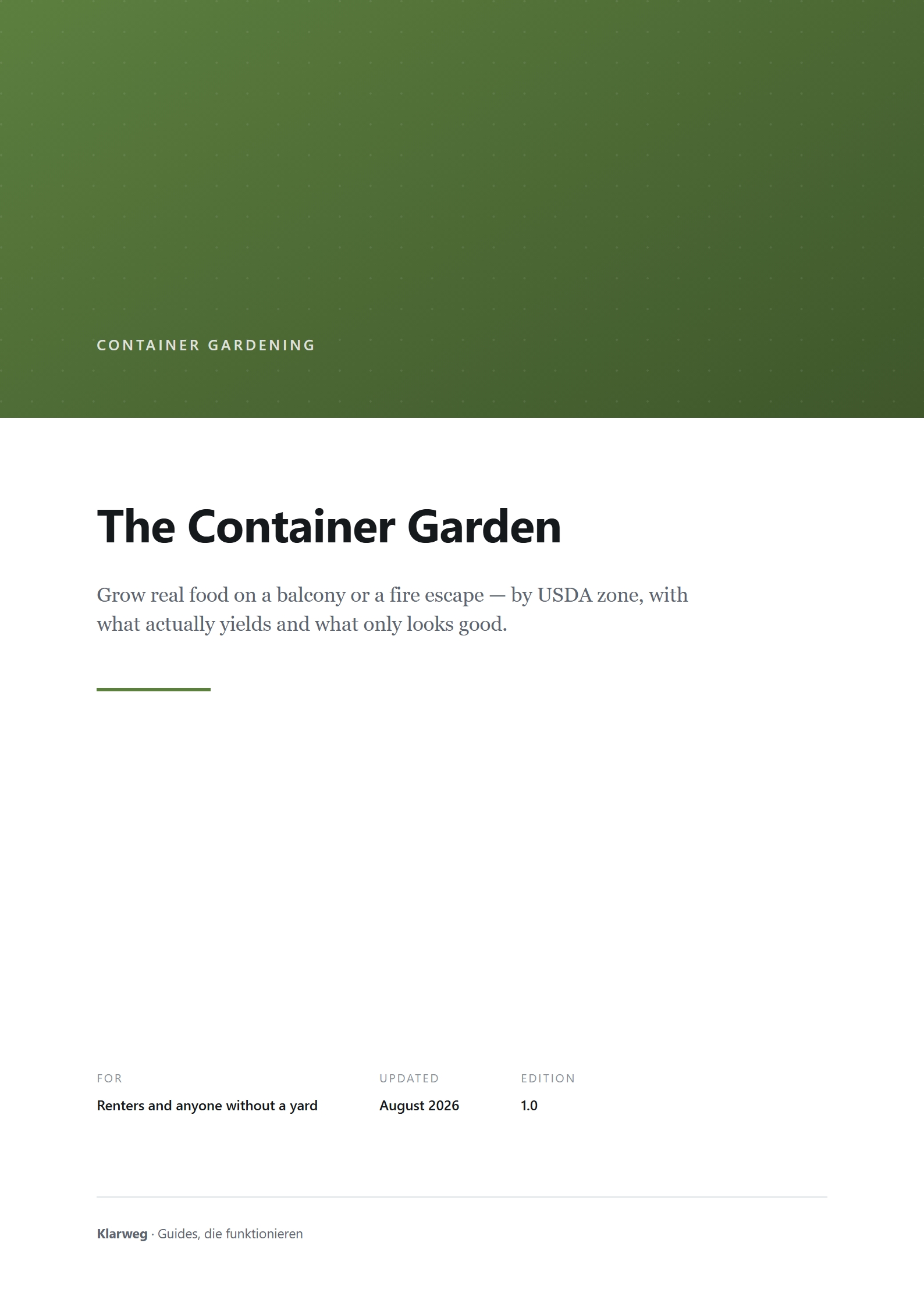Cover: The Container Garden