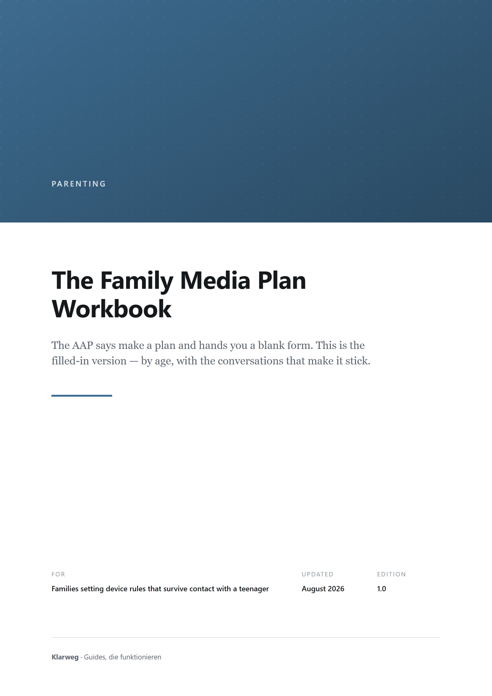 The Family Media Plan Workbook